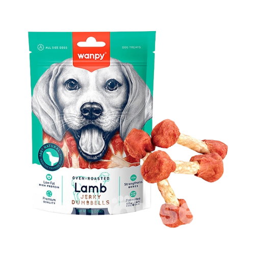 Ласощі для собак кістка-гантель з ягням для собак