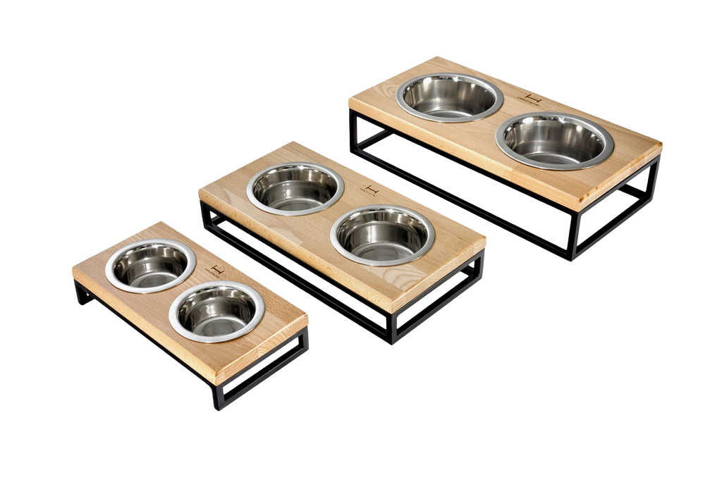 Миски на підставці Lunch Bar Natural wood + Black