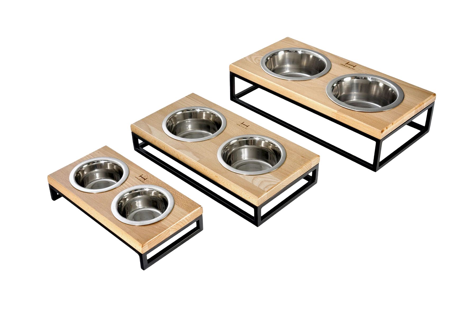Миски на підставці Lunch Bar Natural wood + Black