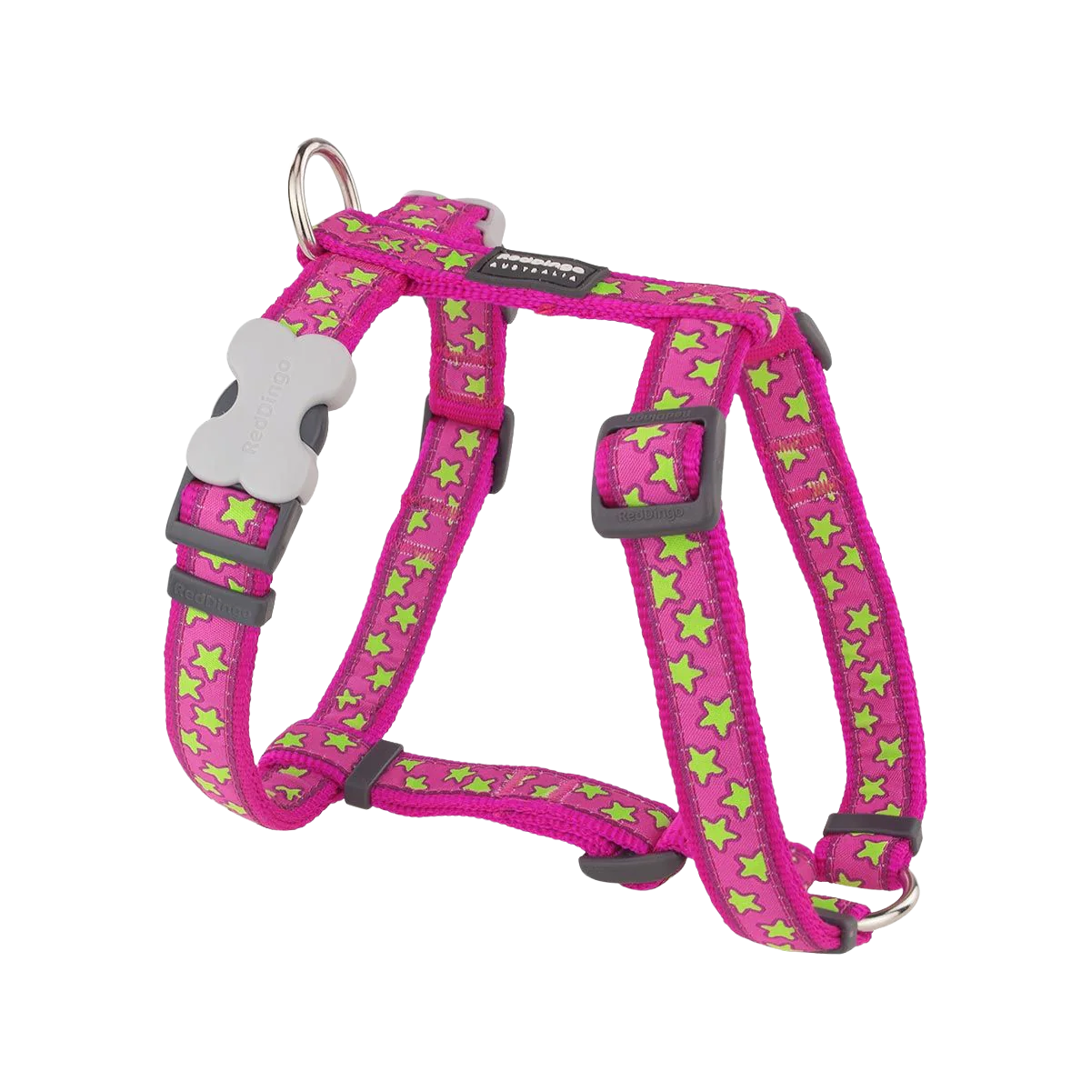 Шлея для собак Red Dingo класична - Stars Lime on Hot Pink