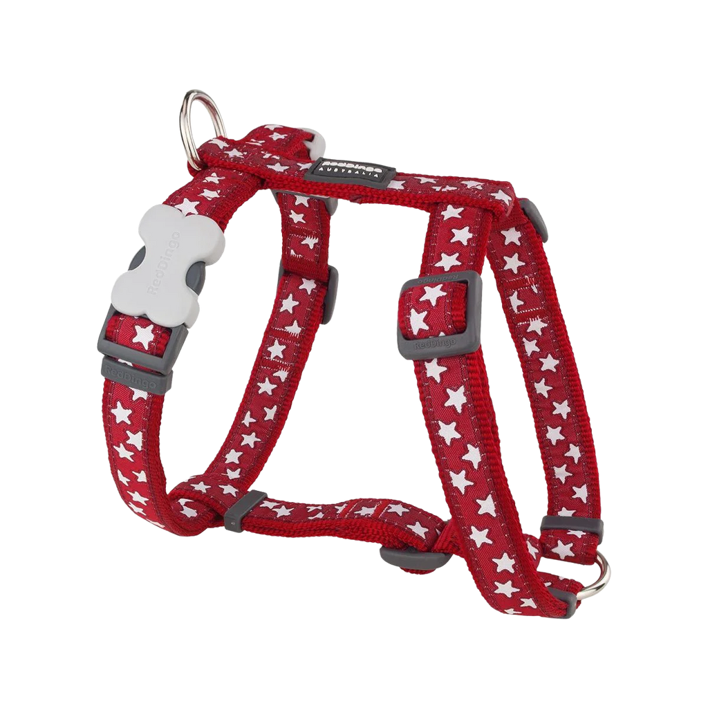 Шлея для собак Red Dingo класична - Stars White on Red