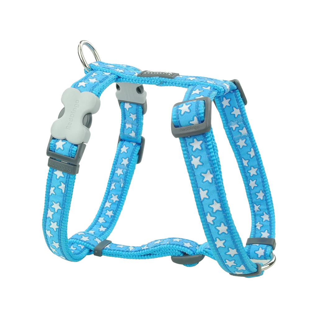Шлея для собак Red Dingo класична - Stars White on Turquoise