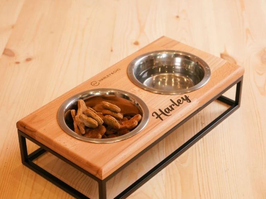 Миски на підставці Lunch Bar Natural wood + Black