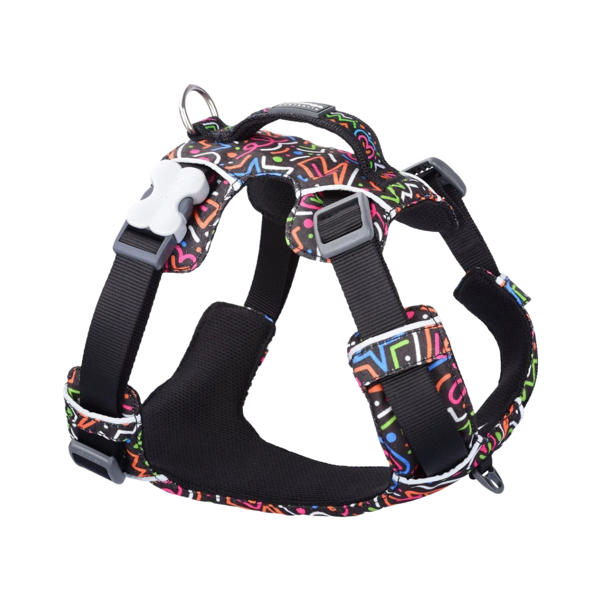 Шлея для собак Red Dingo спортивна полегшена - Squiggles Black H-Harness