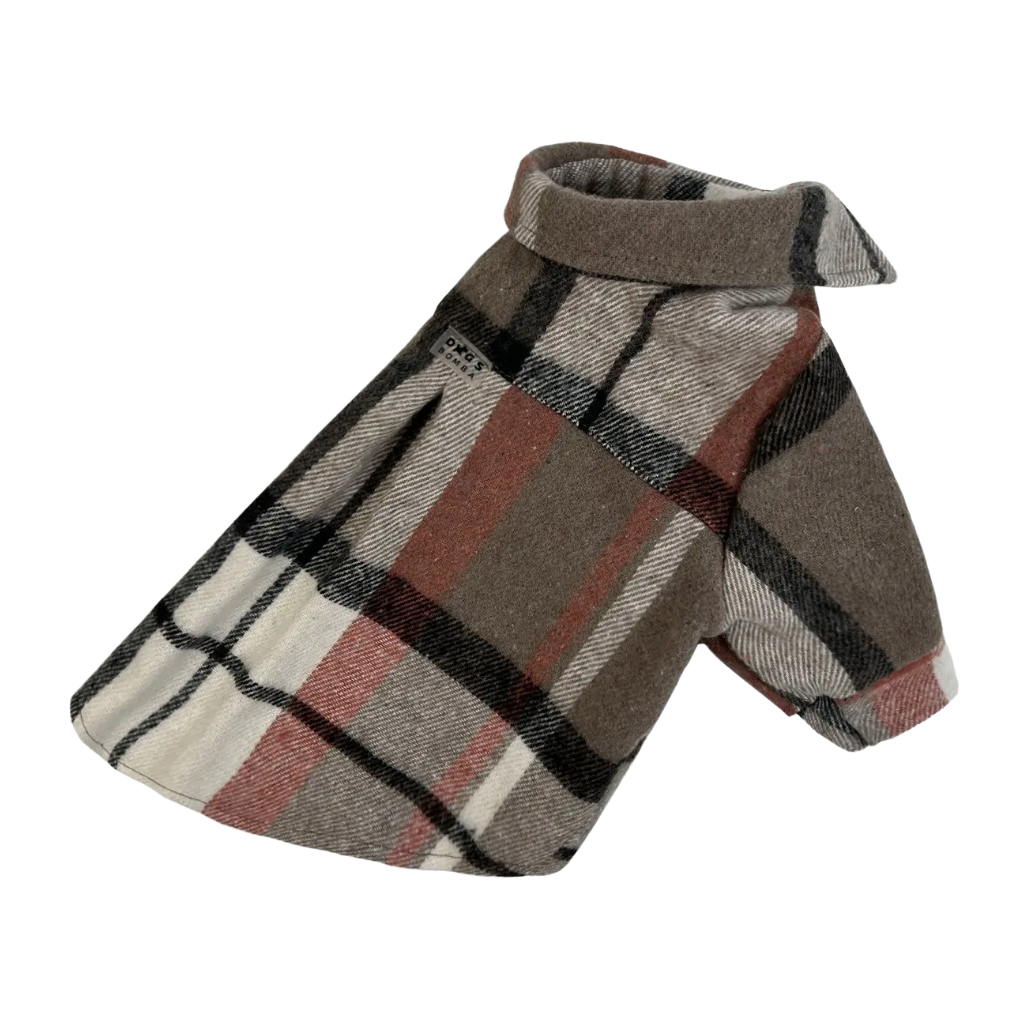 Сорочка картата коричнева з помаранчем