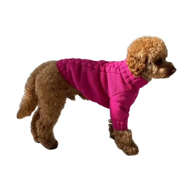 Светр в'язаний Косичка малиновий