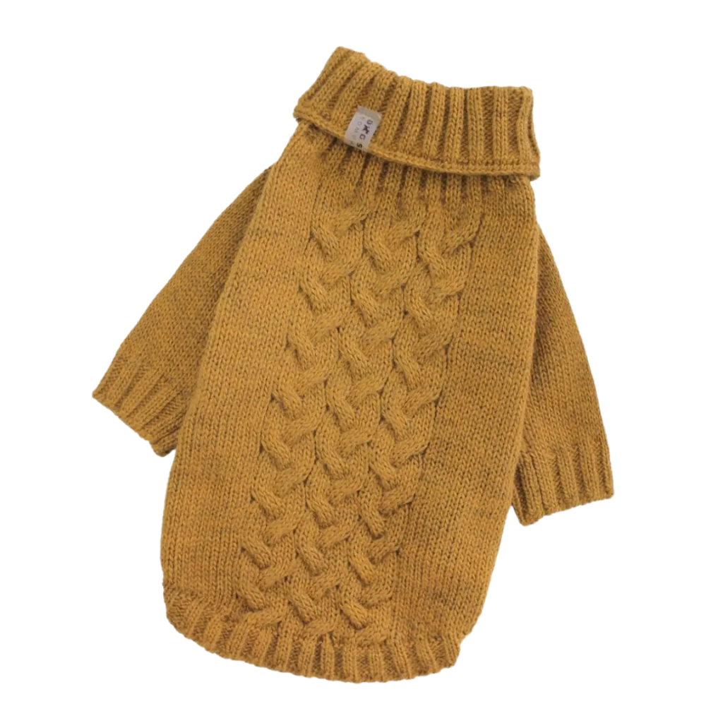 Светр в'язаний Косичка гірчиця