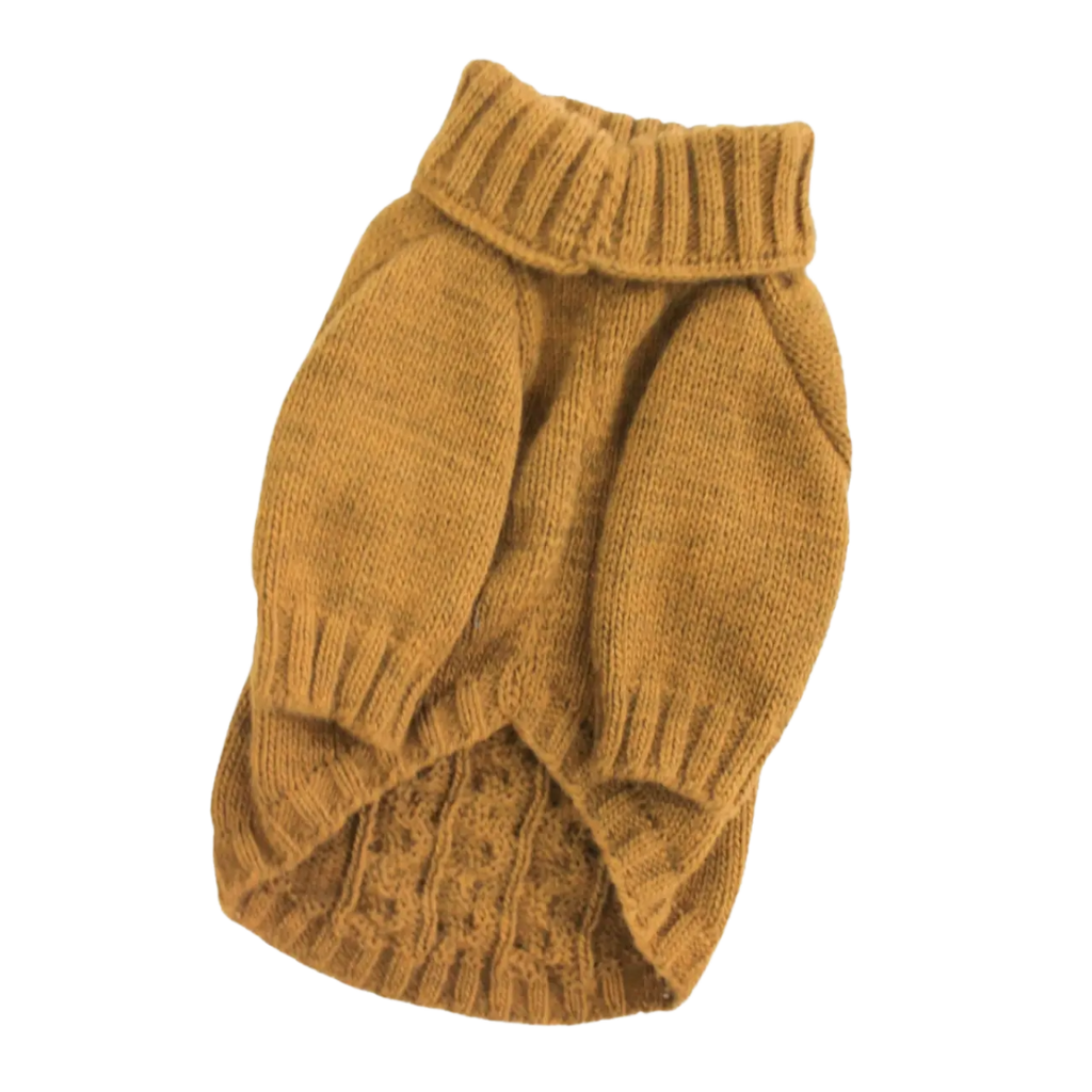 Светр в'язаний Косичка гірчиця