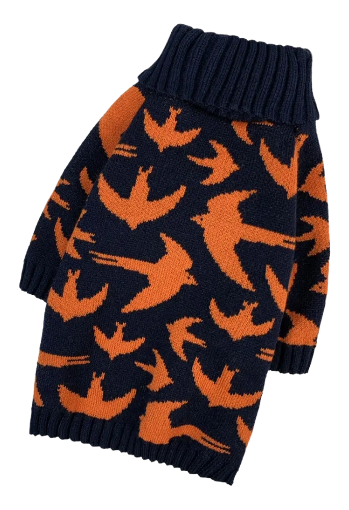 Светр в'язаний Пташки синiй