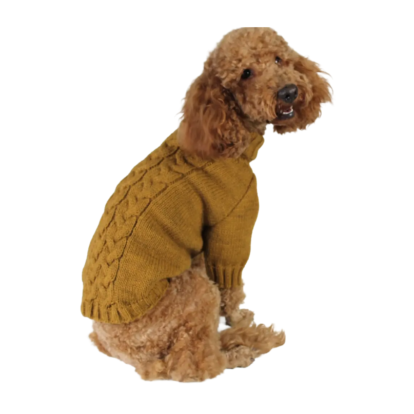 Светр в'язаний Косичка гірчиця