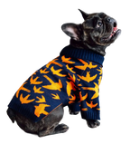 Светр в'язаний Пташки синiй