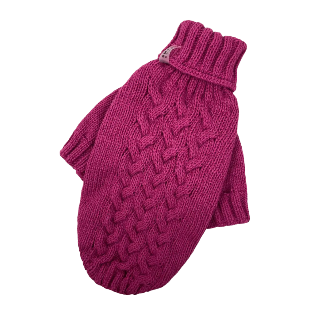 Светр в'язаний Косичка малиновий