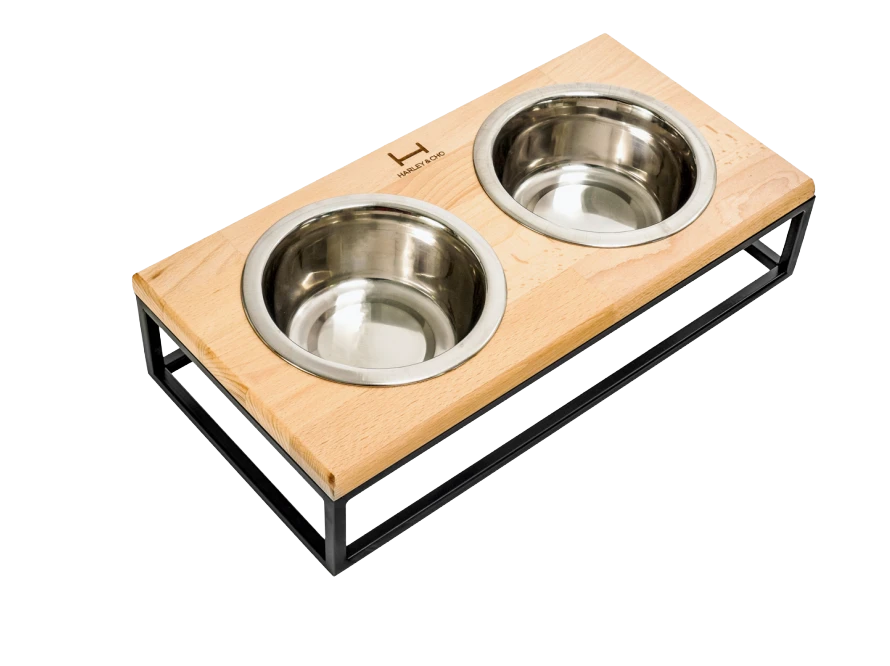 Миски на підставці Lunch Bar Natural wood + Black
